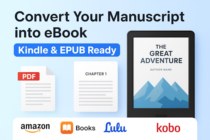 convert word, PDF to epub kindle, mobi, ebook format