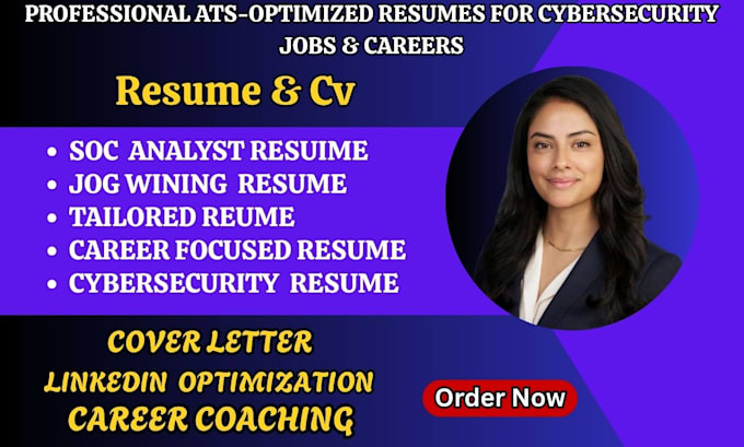 writes a professional resume, cover letter, cybersecurity