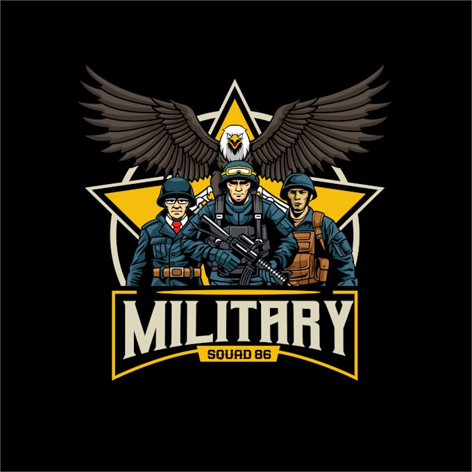design hand drawn military logo for you