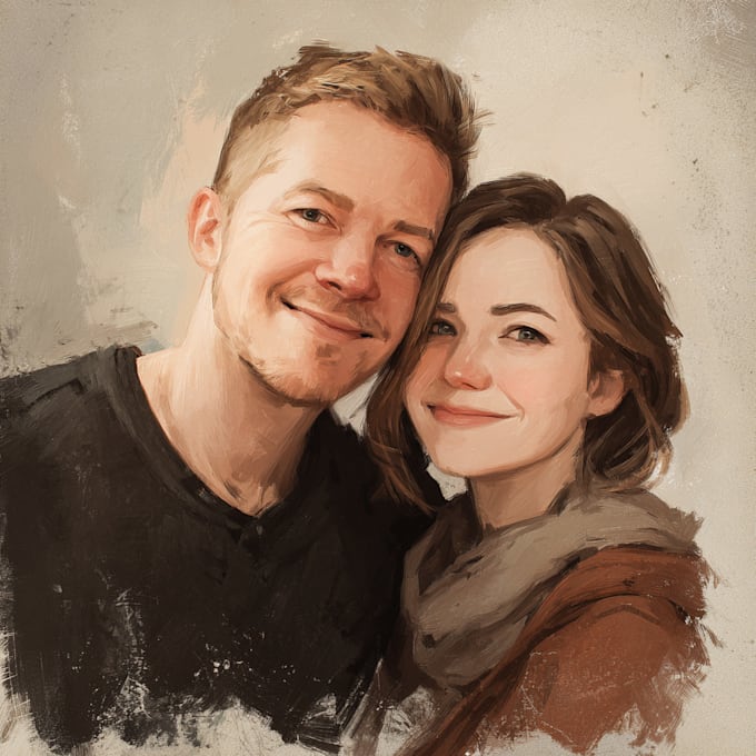 do realistic family portrait, couple art