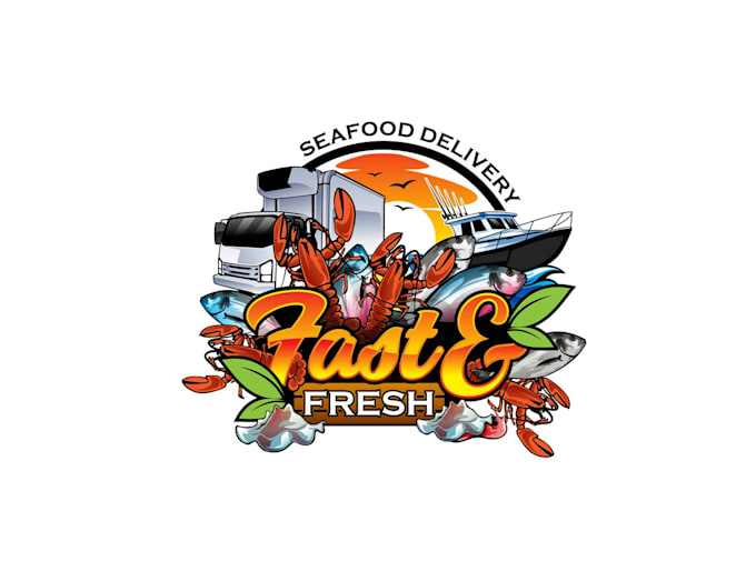 create graceful and fantastic seafood logo design