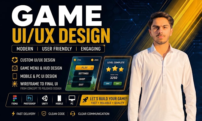 design professional game UI UX for mobile and unity games