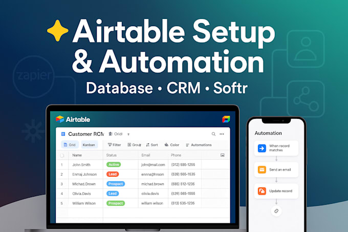 setup design airtable database airtable automation, airtable softr airtable crm