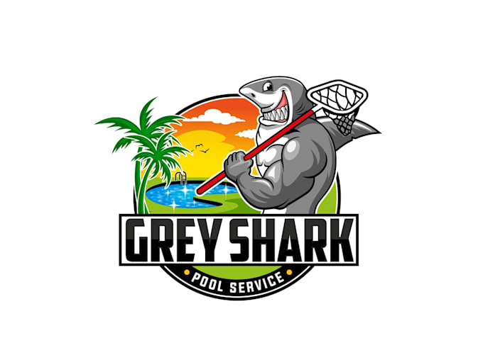 create exclusive and marvelous shark and pool service logo design