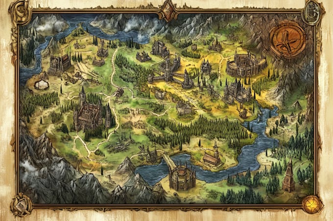 draw fantasy map illustration isometric map
