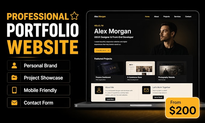 create a professional portfolio website