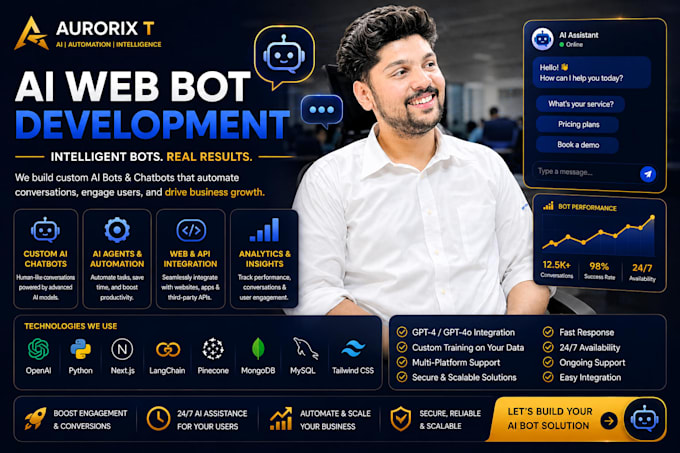 build custom responsive scalable ai websites applications and chatbots