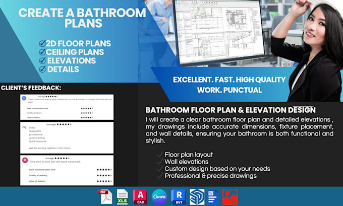 create bathroom plans and elevations