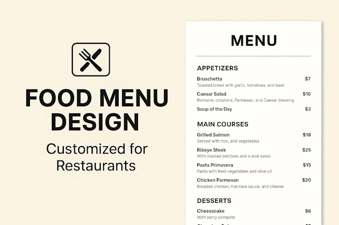 Create food menu design by Tanzilkhaskheli | Fiverr