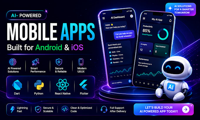 do ai mobile app development, flutter, react native android, ios app