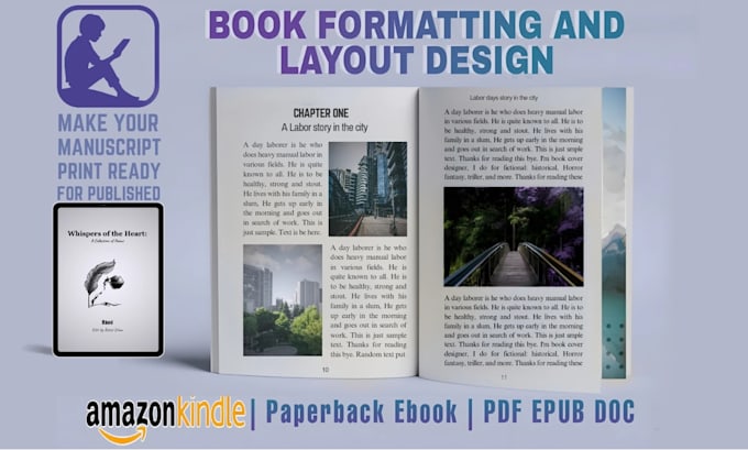 do book formatting, book layout design, kindle ebook formatting, kdp paperbaack