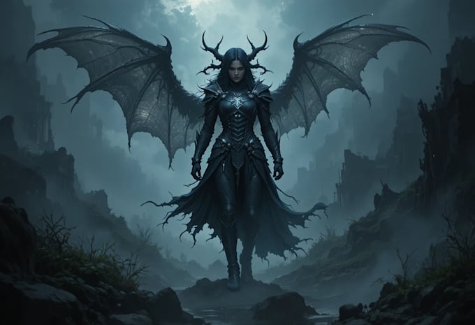 paint a dark fantasy portrait