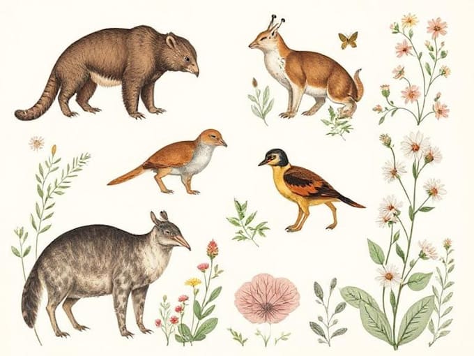 draw animal and botanical illustrations