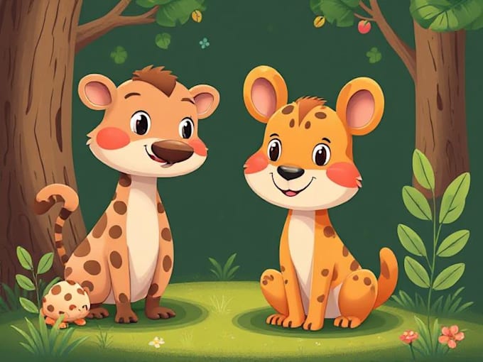 draw custom animal cartoon illustration