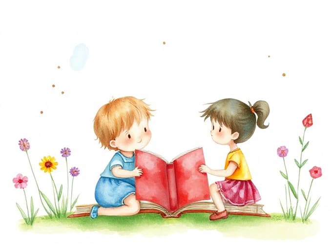 create watercolor children kids book illustrations