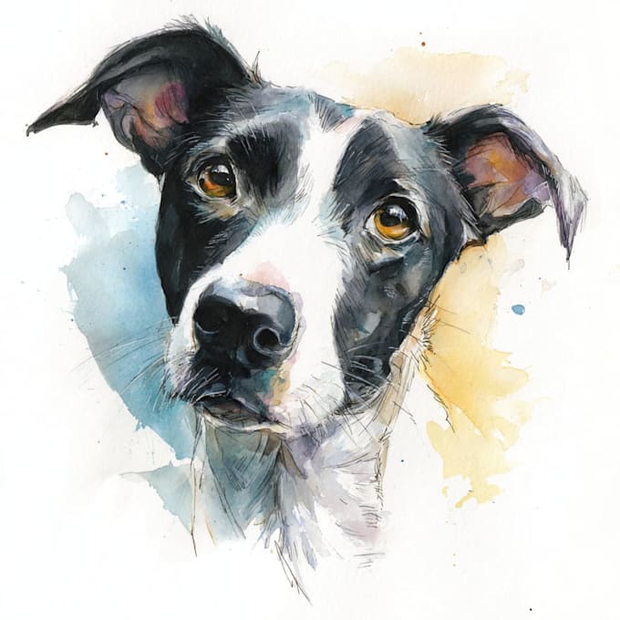 Draw realistic portrait cat , dog , animal or any pets in watercolor by ...