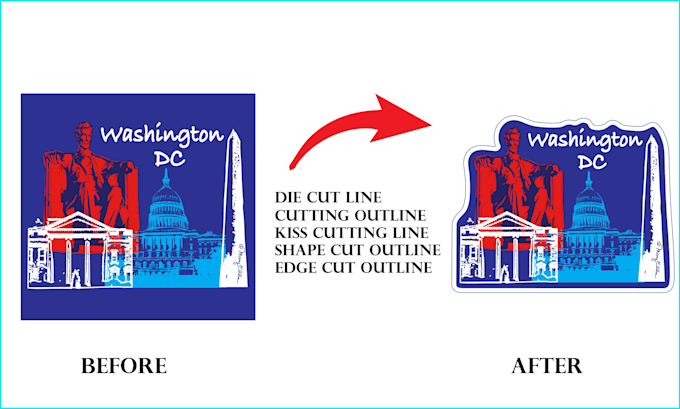 create die cut and kiss cut cut lines for stickers