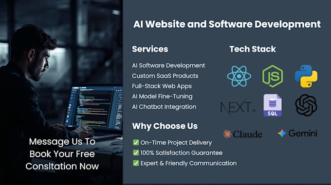 develop fullstack ai website, ai software, ai chatbot and ai apps