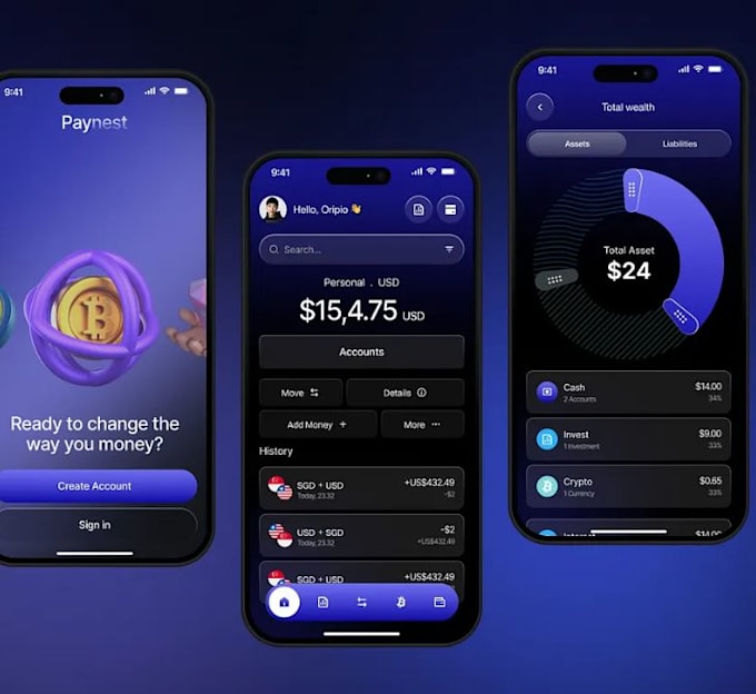 develop crypto exchange app, crypto wallet app, ios android seed pharse web3 app