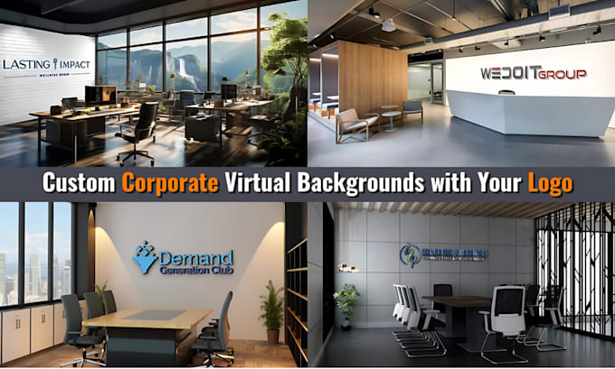 Design professional corporate company zoom virtual background with logo ...