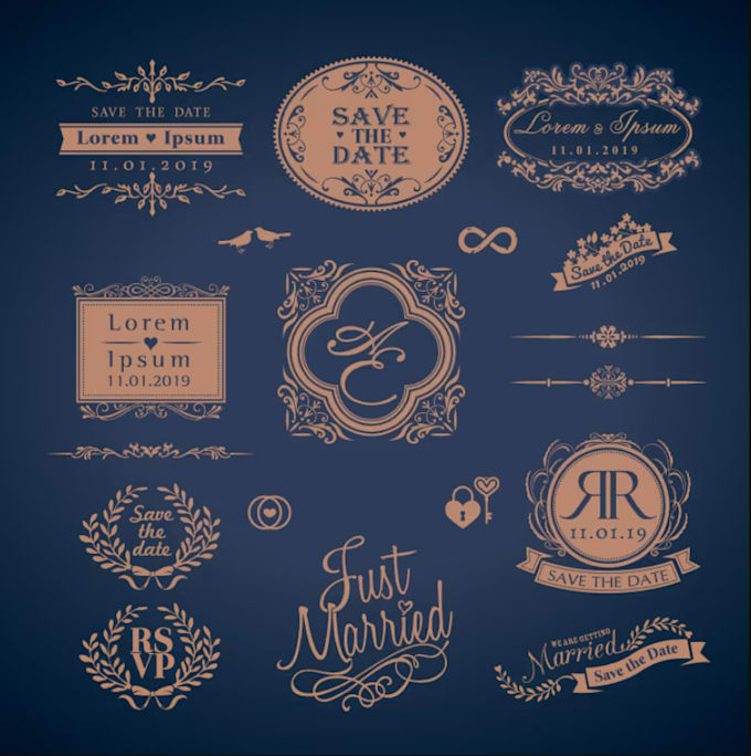 Design vintage style wedding monogram borders and frames by James ...