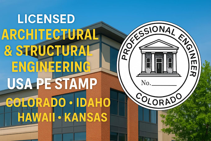Licensed a architectural and structural engineering usa pe stamp in id ...