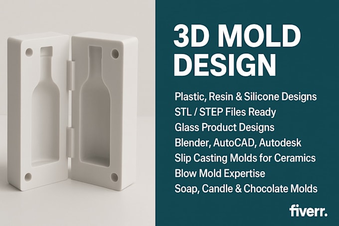3d mold design for silicone, resin, plastic, blow, metal, soap ...