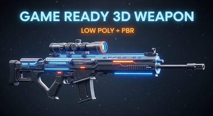 create 3d weapon model for games low poly game ready with pbr textures