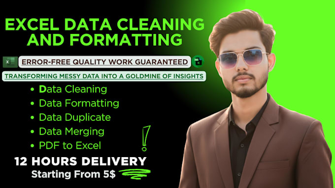 do excel data cleaning, data analysis and data visualization