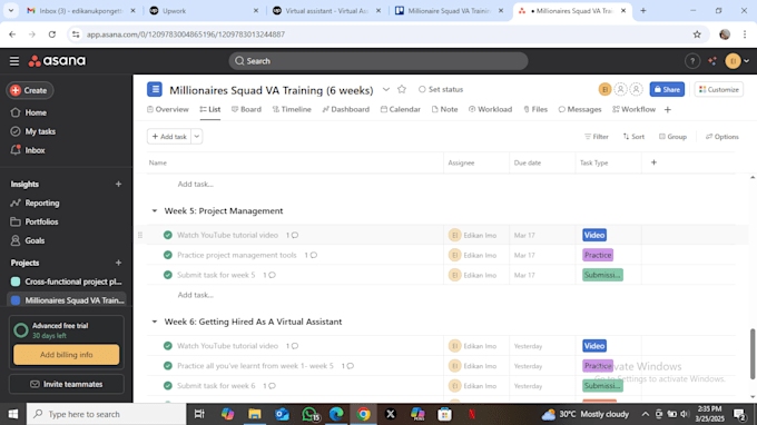 organize your tasks and projects on trello and asana