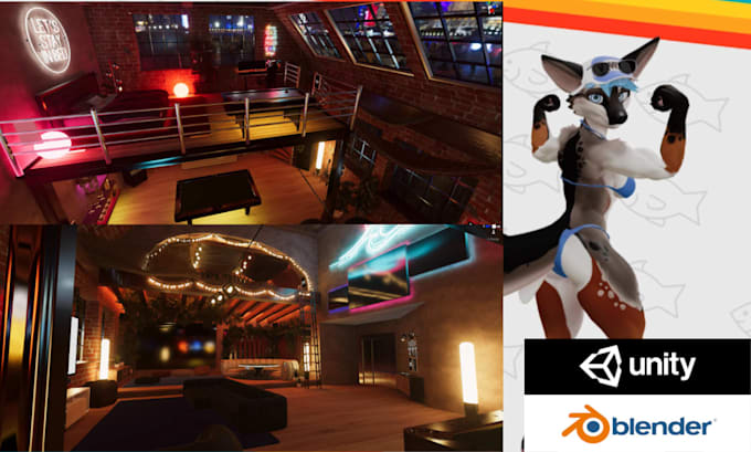 interactive vrchat world, 3d environment and assets, vrchat club, vr metaverse