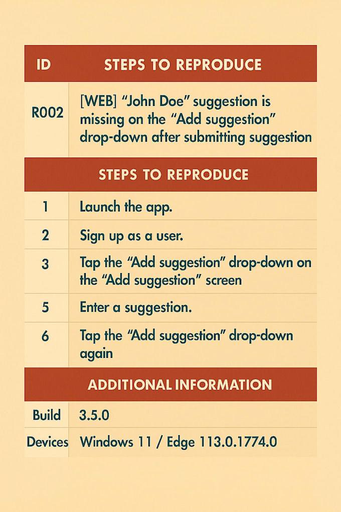 manual QA testing, bug reports, usability check