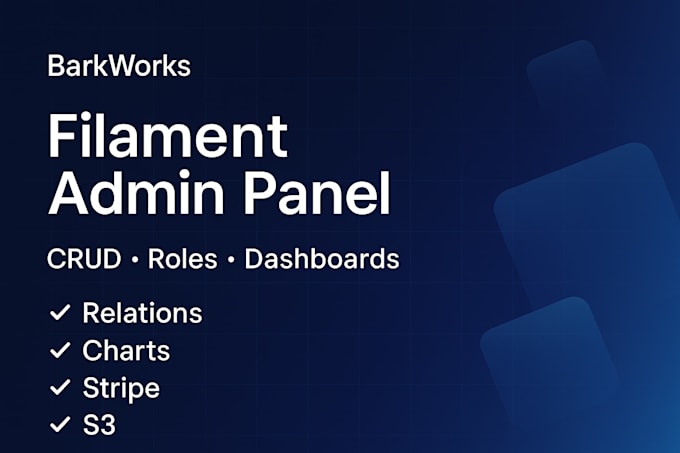 build laravel filament admin panel and dashboards