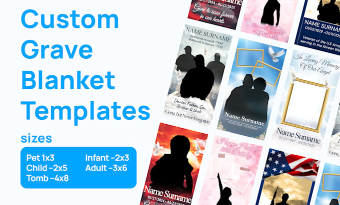 design and print personalized grave blankets in the USA