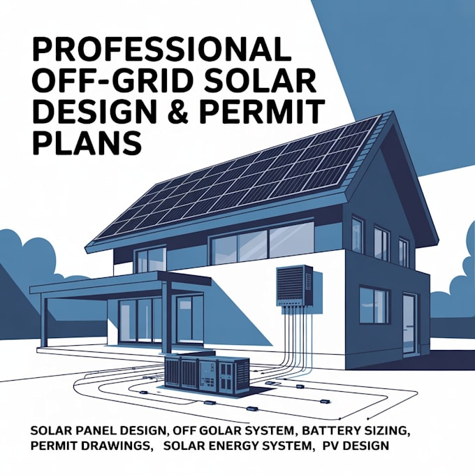 residential off grid solar panel system design battery sizing permit plans