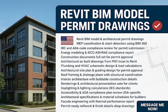 Revit bim model permit drawings mep clash detection ibc ada code ...