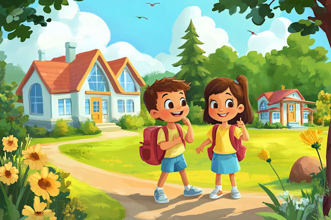 draw cute children book illustration
