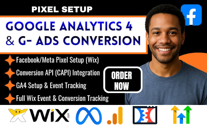 connect facebook ads meta pixel conversion API ga4 google tag manger to you wix