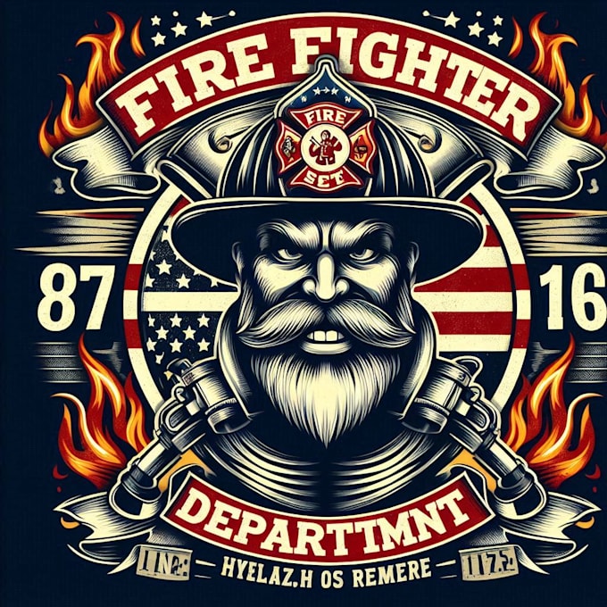 Design high quality vintage fire fighter department logo with t shirt ...