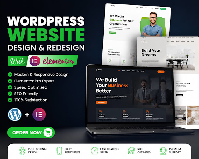 wordpress website development, design redesign wordpress website in elementor