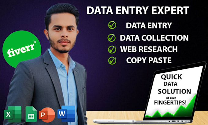 fast accurate data entry, pdf to excel, web research