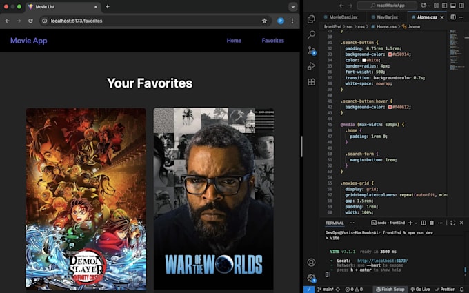 develop a full stack application with react and node js