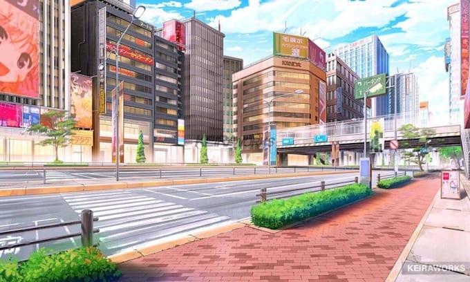 draw anime background for visual novel, game illustration, vtuber, landscape
