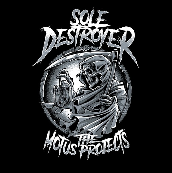 create metal band t shirt artwork with grunge style logo