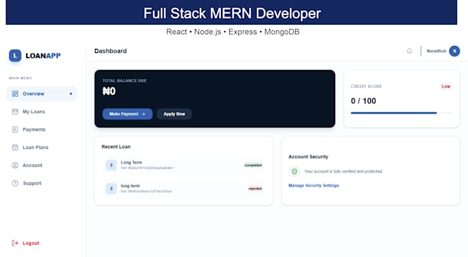 develop a mern stack web app with react, node and mongodb