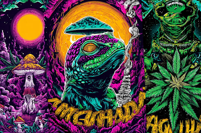 create illustration with psychedelic style art