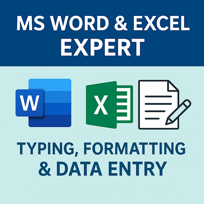 do professional ms word typing, excel data entry