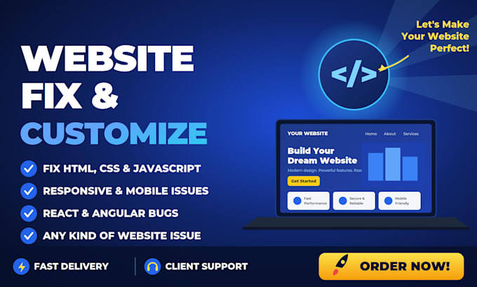 fix HTML CSS javascript and fix responsive website bugs fast