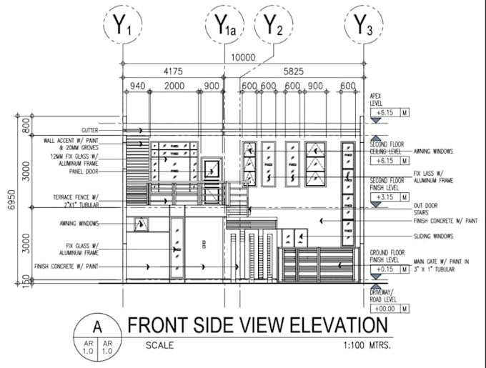 3d front elevation,2d layout, floor plan,terrace, kitchen layout, parking garage