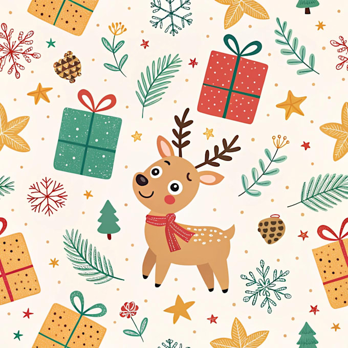 create cute christmas pattern and illustration